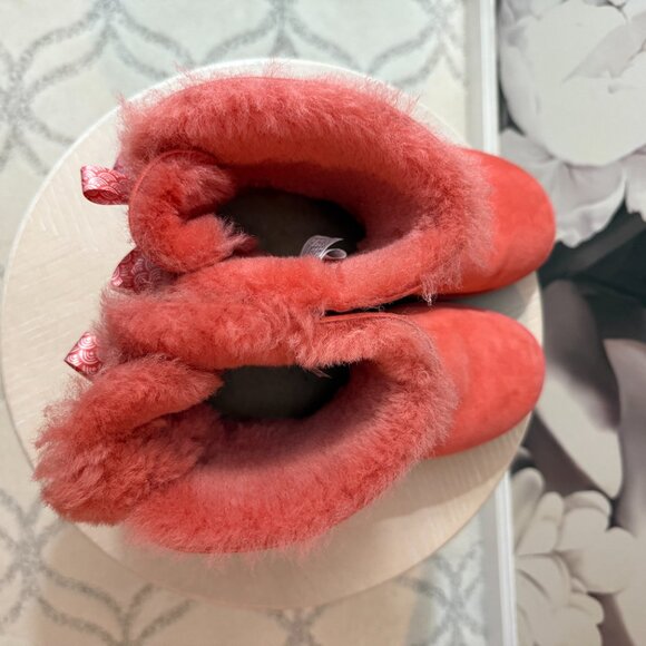 UGG Mini Bailey Bow II Boots in Coral Pink - Picture 3 of 5